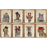 Animals in Clothes Dictionary Art Prints Set of 8