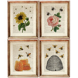 Set of 4 Bee Dictionary Art Prints, Bee-autiful Buzz Wall Decor Poster