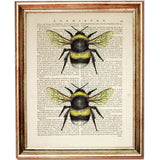 Set of 6 Bumble Bee Dictionary Art Prints, Buzzing Beauties Wall Decor
