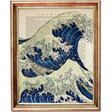 Kanagawa Wave Dictionary Art Prints Set, Ocean Poster Duo, Sea Wall Decor