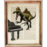 Set of 4 Dinosaurs Playing Music Dictionary Art Prints, DinoTunes