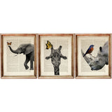Safari Nursery Prints Set, Black and White Animal Art Trio Butterfly, Giraffe, Elephant