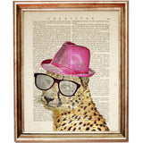 Wildly Stylish: Cheetah with Hat and Sunglasses Dictionary Art Print