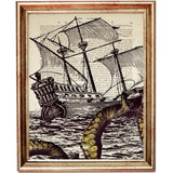 Nautical Kraken Dictionary Art Prints, Set of 3 Sea Life Wall Decor