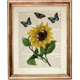 Sunflower Dictionary Art Prints Set, Set of 3 Floral Posters