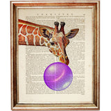 Giraffe Nursery Decor, Dictionary Art Print, Animal Poster, Funny Wall Decor
