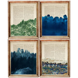 Set of 4 Forest Dictionary Art Prints, Enchanted Wilderness Poster