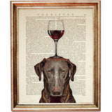 Dog Wine Glass Wall Art Set of 3, Pet Portrait Dictionary Prints, Party Animal Poster