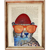 Set of 4 Cheetah Portrait Dictionary Art Prints, Graceful Speed Decor