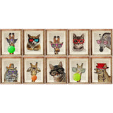 Set of 10 Animal with Sunglasses Dictionary Art Prints - Cat, Zebra, Giraffe