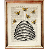 Beehive and Bees Dictionary Print