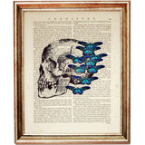 Skull Profile Surrounded by Blue Butterflies Wall Decor