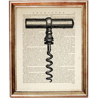 Elegant Vine Bottle Opener Dictionary Art Print