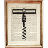 Elegant Vine Bottle Opener Dictionary Art Print