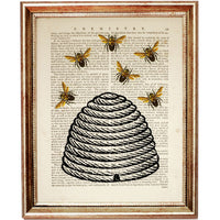 Antique Beekeeping Scene Illustration