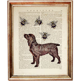 Dog and Bees Illustration Wall Decor