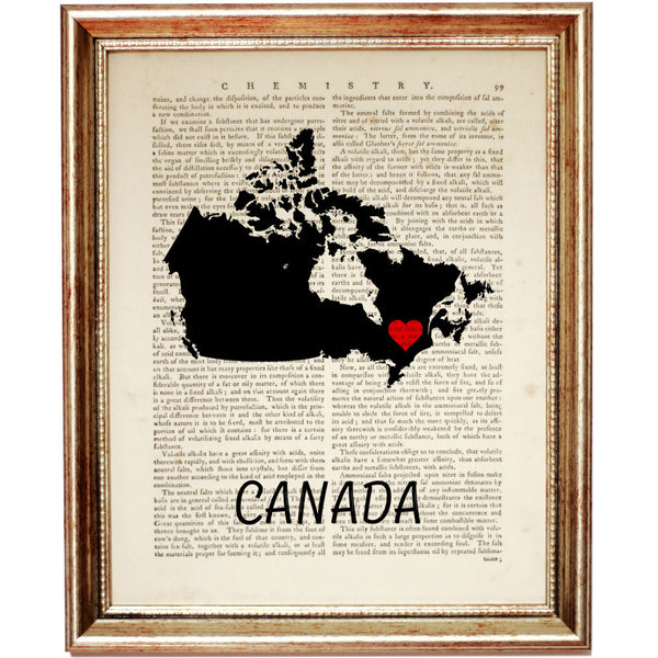 Map of Canada with Red Heart Poster