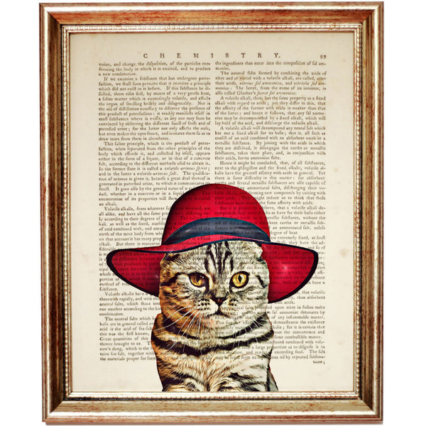 Red Hat Cat Vintage Dictionary Print