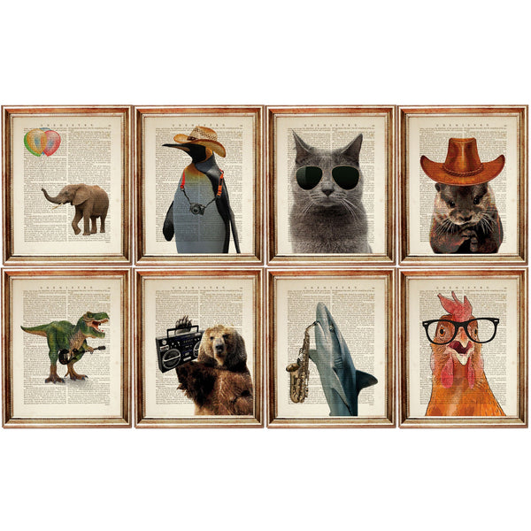 Animal Wall Art Set of 10 Dictionary Prints