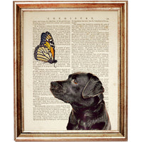 Labrador Portrait with Fluttering Butterfly Wall Hanging