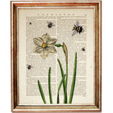 Floral Scene with Flying Bees Wall Decor