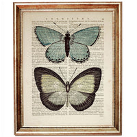 Dictionary Art Print with Two Butterflies - Vintage Wall Decor