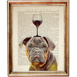 Playful Canine with Wine Glass Art Print