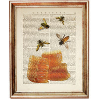 Bees Flying around Honeycomb Print
