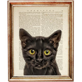 Silhouette of a Black Cat Dictionary Art Print