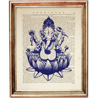 Ganesha Art Print Collection - Set of 4 in Cobalt Blue