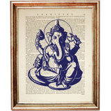 Cobalt Blue Hindu God Ganesha Prints - Set of 4