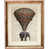 Fantasy Dictionary Print: Elephant Soaring with Balloon