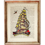 Sailor Jerry Dictionary Art Prints, Set of 6 Flash Tattoo Wall Decor