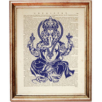 Contemporary Cobalt Blue Ganesha Art Set - 4 Wall Prints