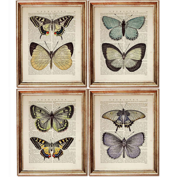 Pair of Butterflies Dictionary Page Art Print - Rustic Home Decor