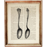 Unique cutlery set dictionary artwork - spoon and spoon print