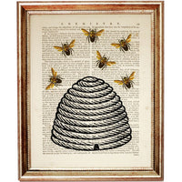 Beekeeping Wall Art Set of 3 Honey Bee Dictionary Prints