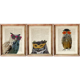 Owl Dictionary Art Prints Set of 3, Owl Vintage Dictionary Prints