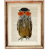 Owl Dictionary Art Prints Set of 3, Owl Vintage Dictionary Prints