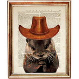 Otter Dictionary Art Prints Set of 3 Wall Decor, Otter with Hat & Umbrella Poster