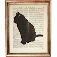 Set of 3 Black Cat Dictionary Art Prints, Cat Wall Decor for Poster Lovers