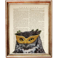 Owl Dictionary Art Prints Set of 3, Owl Vintage Dictionary Prints