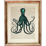 Octopus Sea Life Art Prints Set of 4, Turquoise Ocean Wall Decor