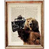 Set of 4 Animal Portraits Dictionary Art Prints, Wild Expressions