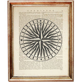 Set of 4 Vintage Compass Dictionary Art Prints, Timeless Journeys Art