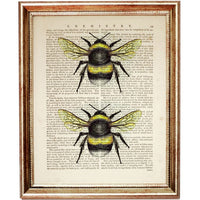 Set of 6 Bumblebee Dictionary Art Prints, Buzzing Beauties Wall Decor