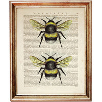 Set of 6 Bumble Bee Dictionary Art Prints, Buzzing Beauties Wall Decor