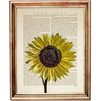 Set of 6 Stunning Dictionary Art Prints, Sunflower Symphony Wall Decor