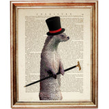 Otter Dictionary Art Print, Vintage Otter with Hat Gift