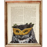 Owl Glasses Dictionary Art Print, Nursery Wall Decor, Owl Poster